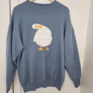 Aelfric Eden Blue Crewneck Sweater with Goose Design
